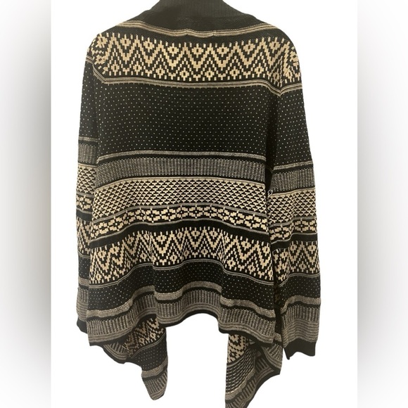 Women’s Cameo & Myth black and tan open sweater cardigan size M - Picture 2 of 5